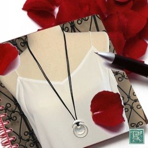 Black and Silver tone long pendant necklace​